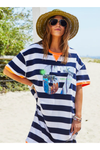 HAMMILL & CO BEACH SWEAT DRESS - NAVY/WHITE