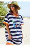 HAMMILL & CO BEACH SWEAT DRESS - NAVY/WHITE