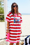 HAMMILL & CO BEACH SWEAT DRESS - RED/WHITE