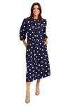 ELM DOTTIE DRESS -NAVY