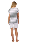 VASSALLI DROP SLEEVE TOP - WHITE/FOREST STRIPE