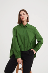 TIRELLI ELASTIC FRONT HEM SHIRT - DEEP JADE