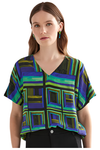 ELK IDEELL V-NECK TOP - SALONE PRINT