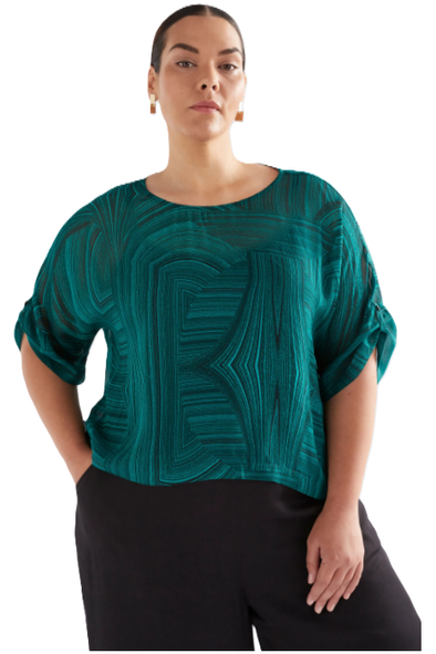 ELK KRAVA SHEER TOP - MALACHITE PRINT