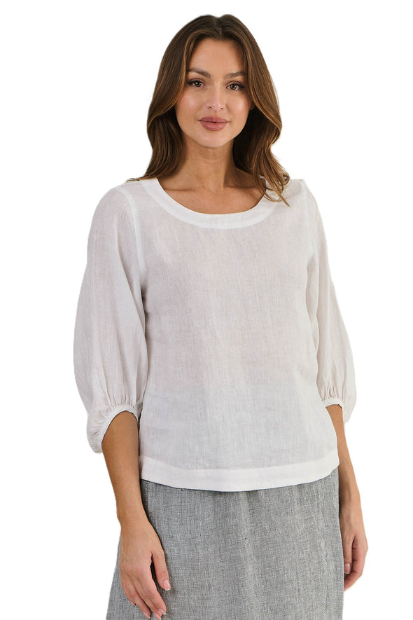 NATURALS WHITE LINEN TOP