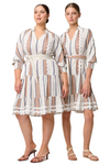 ONCE WAS SANIBEL LINEN VISCOSE DRESS -CAYMAN STRIPE