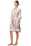 ONCE WAS SANIBEL LINEN VISCOSE DRESS -CAYMAN STRIPE