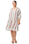 ONCE WAS SANIBEL LINEN VISCOSE DRESS -CAYMAN STRIPE