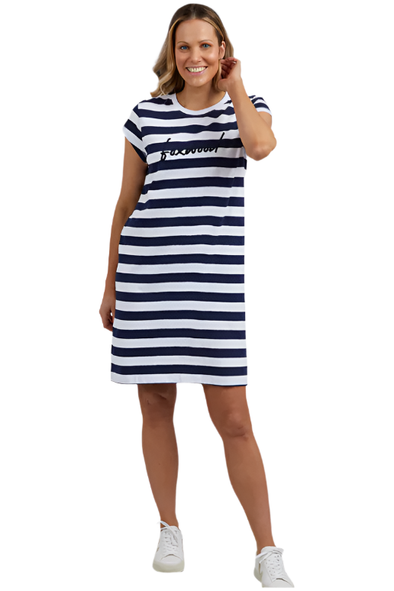 FOXWOOD SIGNATURE STRIPE DRESS - NAVY