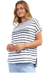 FOXWOOD THROW ON S/S STRIPE TEE - WHITE/NAVY