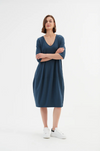 TIRELLI V NECK DIAGONAL SEAM DRESS - DEEP TEAL