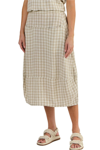 NATURALS BALLOON LINEN SKIRT - NOUGAT